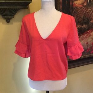Topshop- Beautiful Coral Top. Size US 2